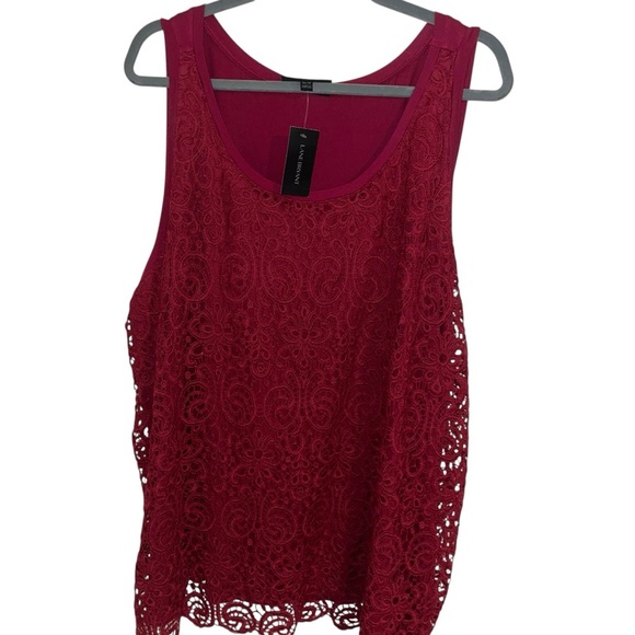 Lane Bryant Wine Red Lace Overlay Sleeveless Top 26/28 NWT New scalloped edge - Picture 1 of 6